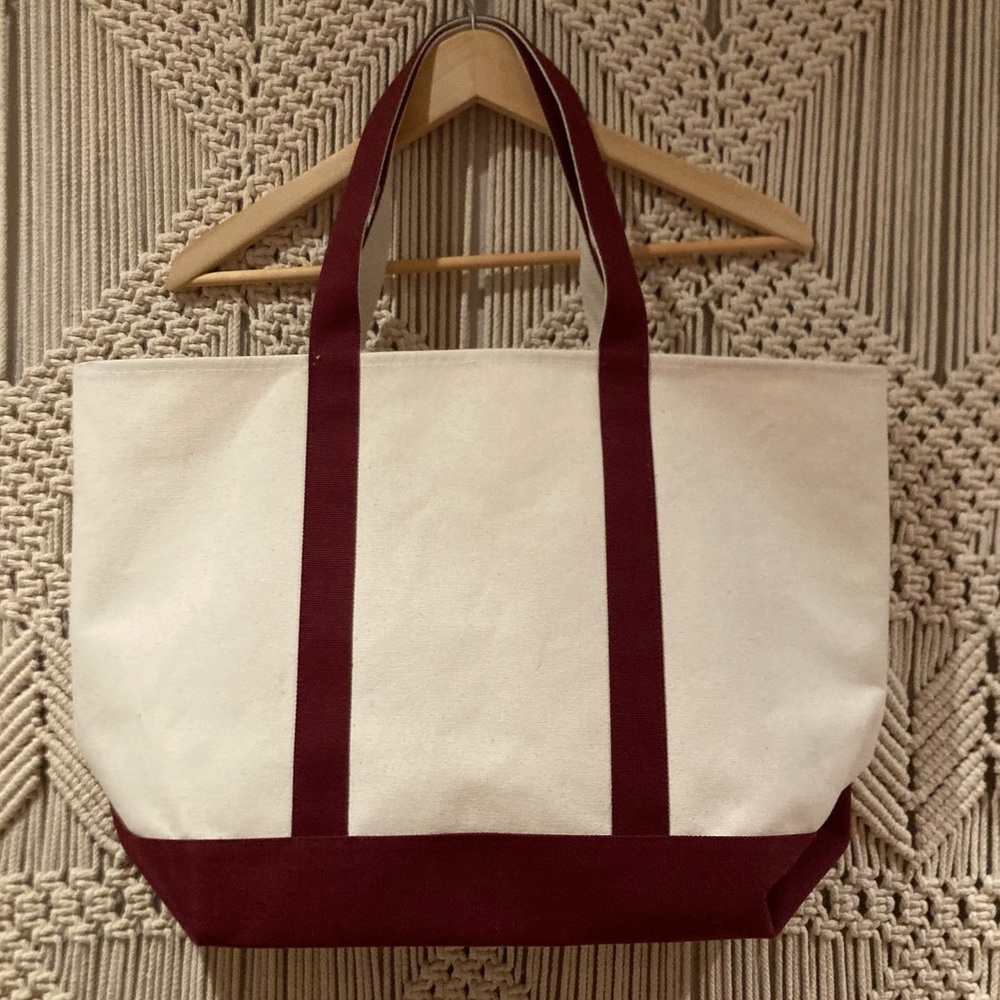 Madewell Canvas Boat Tote in Burgundy and Off-White - Picture 4 of 8